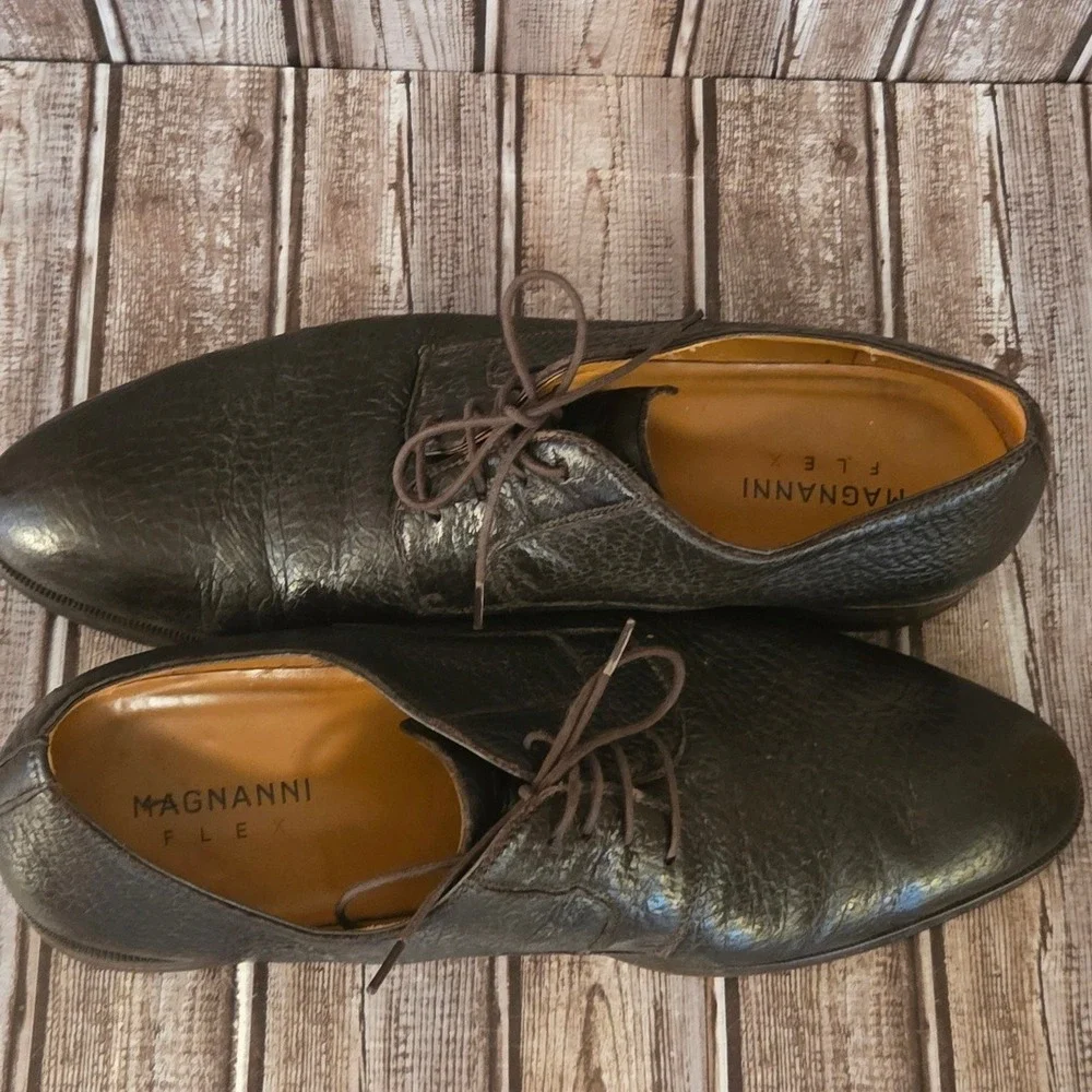 Sz 13 US Mens‎ Magnanni Cusco Flex Brown Peccary Leather Derby Dress Shoes VGUC!
